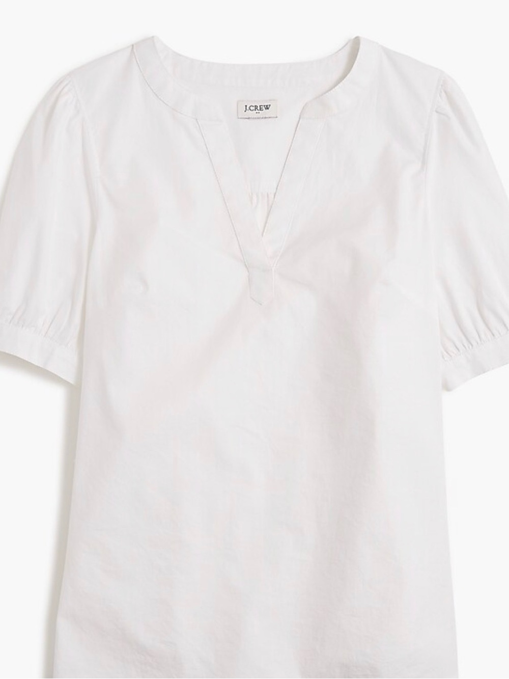 J. Crew White Cotton Split-Neck Short Sleeve Tunic Size Medium